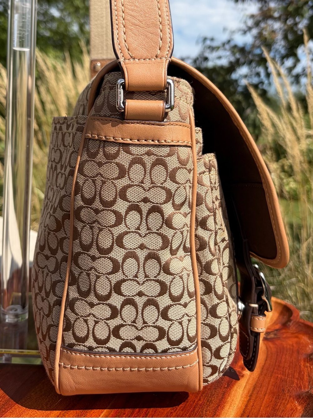 Coach Signature Jacquard Small Messenger Crossbody Bag F70283 - Picture 10 of 17